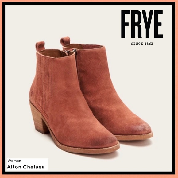 Frye Alton Suede Leather Chelsea Boots Rosewood - Picture 13 of 16